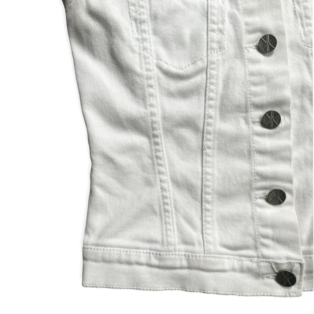 Kardashian Kollection White Denim Jean Jacket, sz XS - Picture 8 of 12